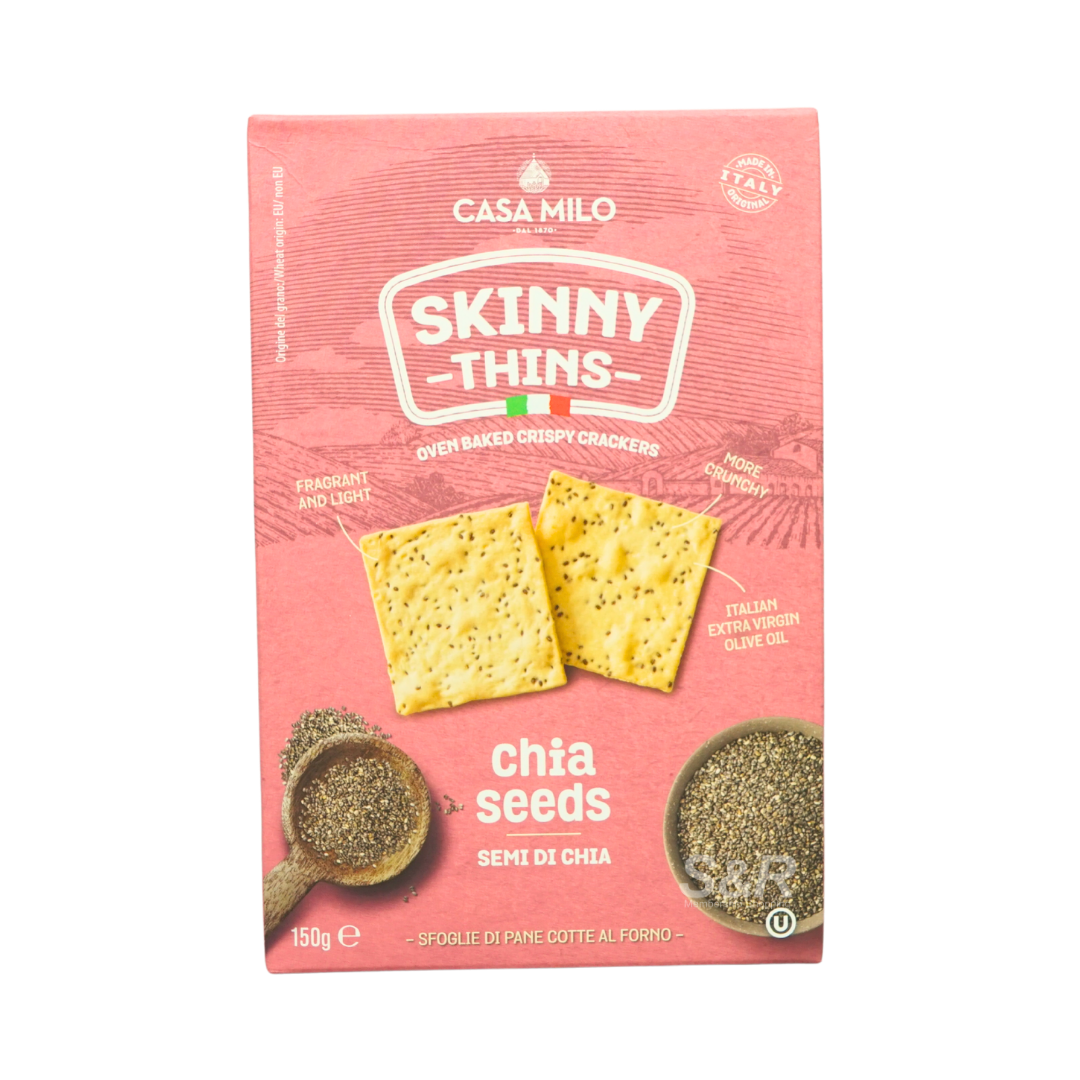 Casa Milo Skinny Thins Crackers Chia Seeds 150g